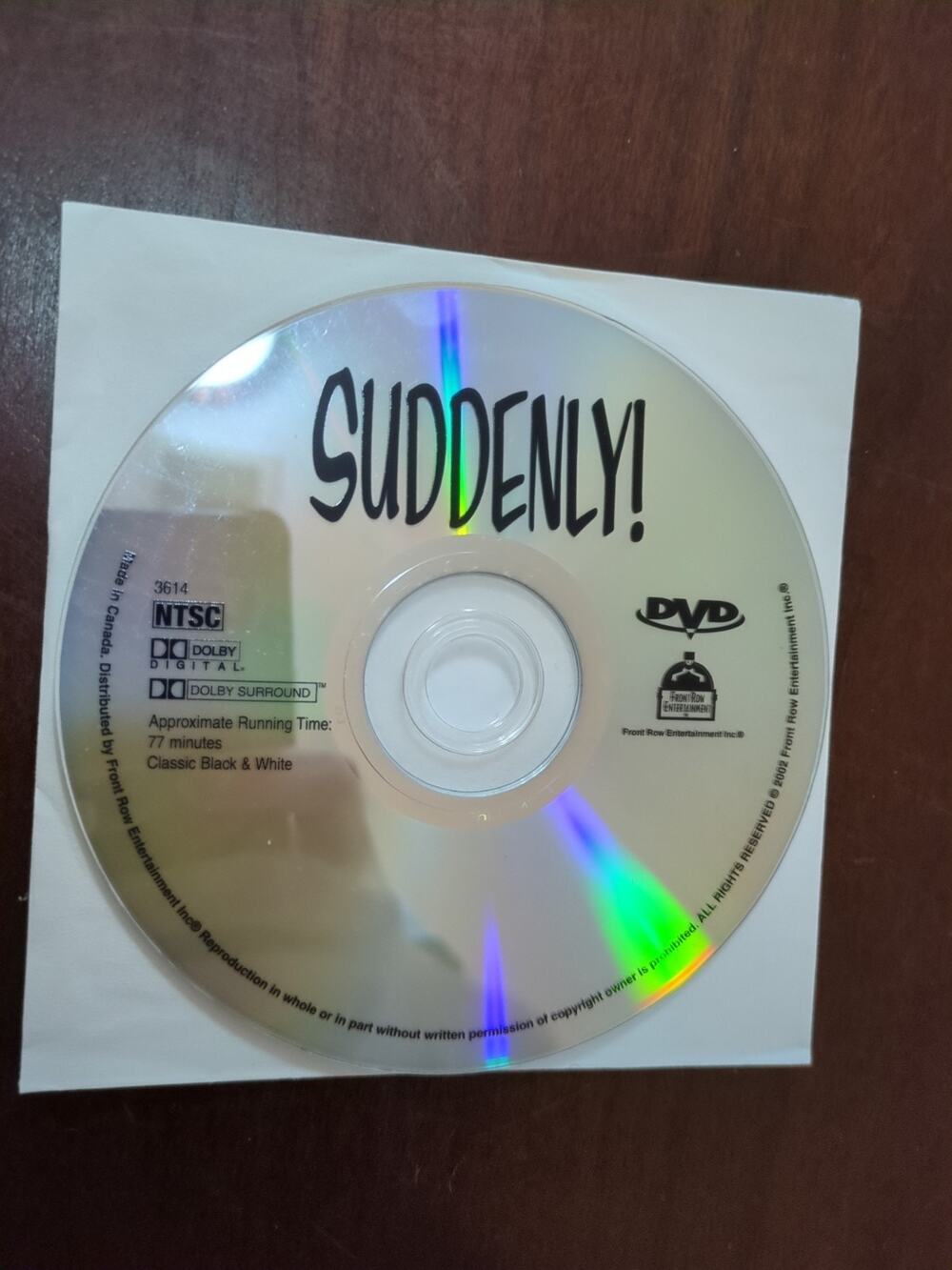 Suddenly (DVD, 1954, Full Screen) Frank Sinatra & Sterling Hayden disc only
